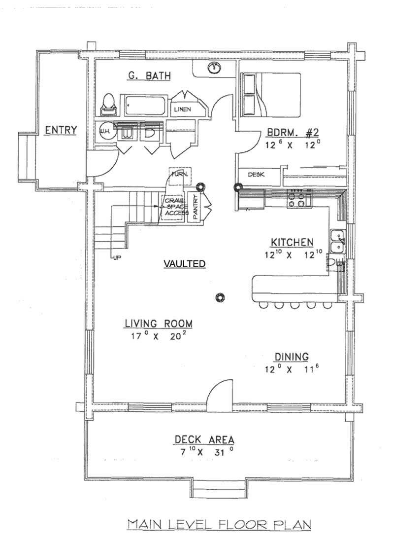 Floor Plan First Story of Log Cabin Plan #132-1267