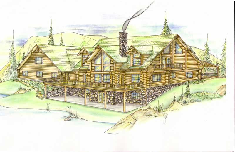 Front Elevation Photo of this Log Cabin House (#132-1269) at The Plan Collection.