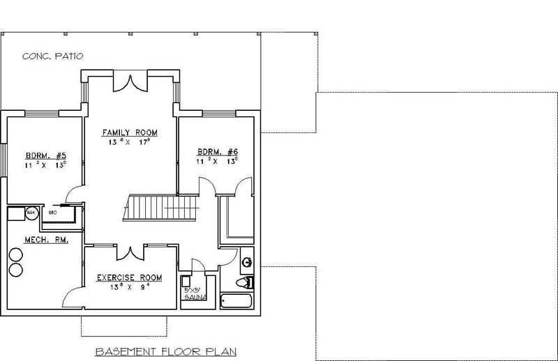 Floor Plan Basement of Log Cabin Plan #132-1269