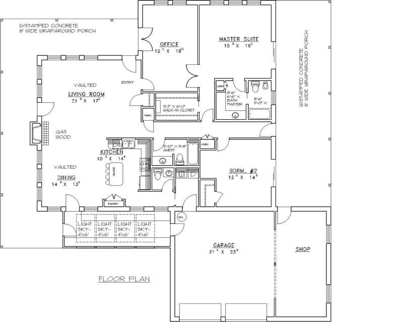 Floor Plan First Story of Concrete Block/ ICF Design Plan #132-1270