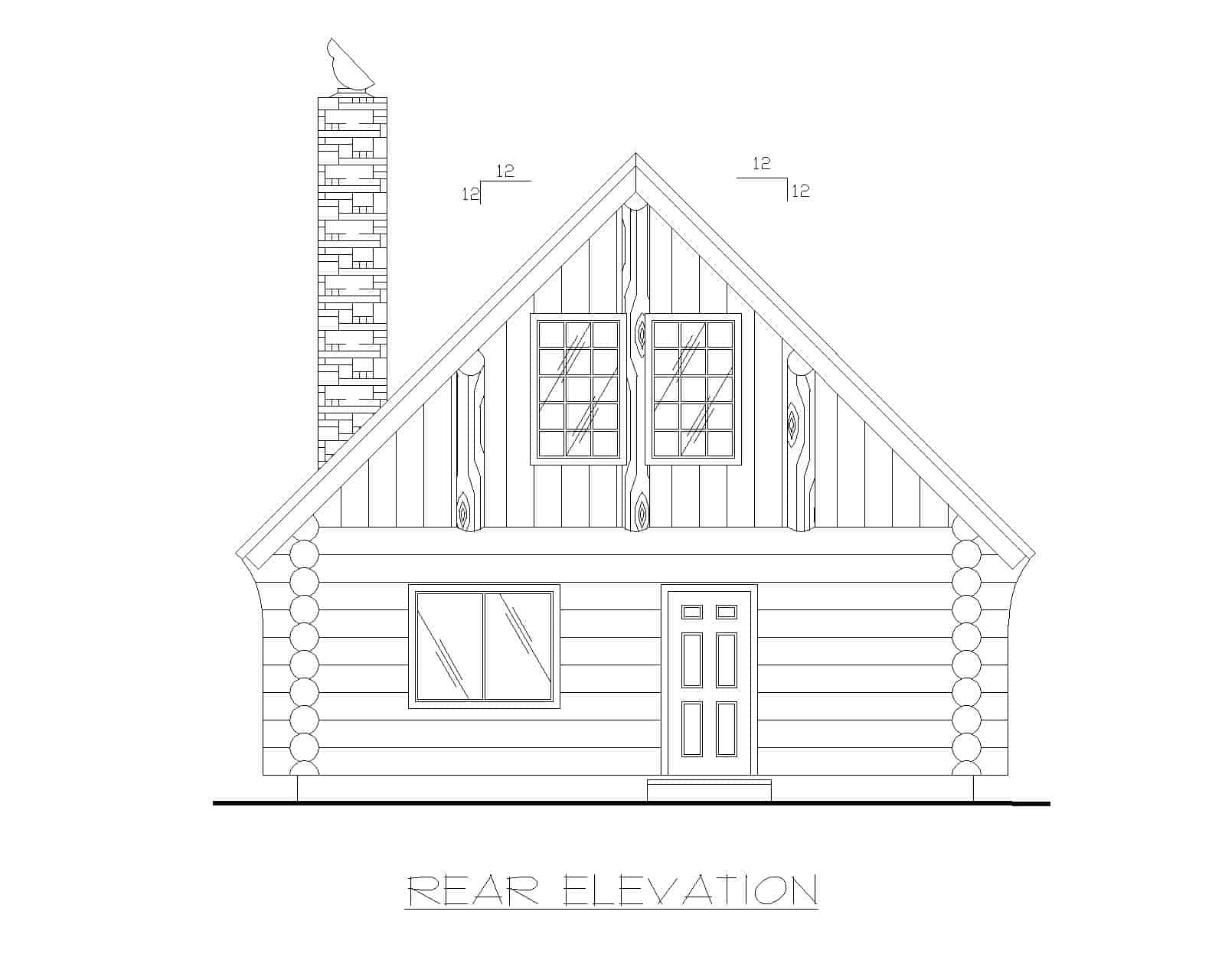 Home Plan Rear Elevation of this 1-Bedroom,1040 Sq Ft Plan -132-1271