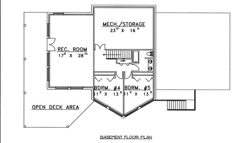 Floor Plan Basement of Log Cabin Plan #132-1273
