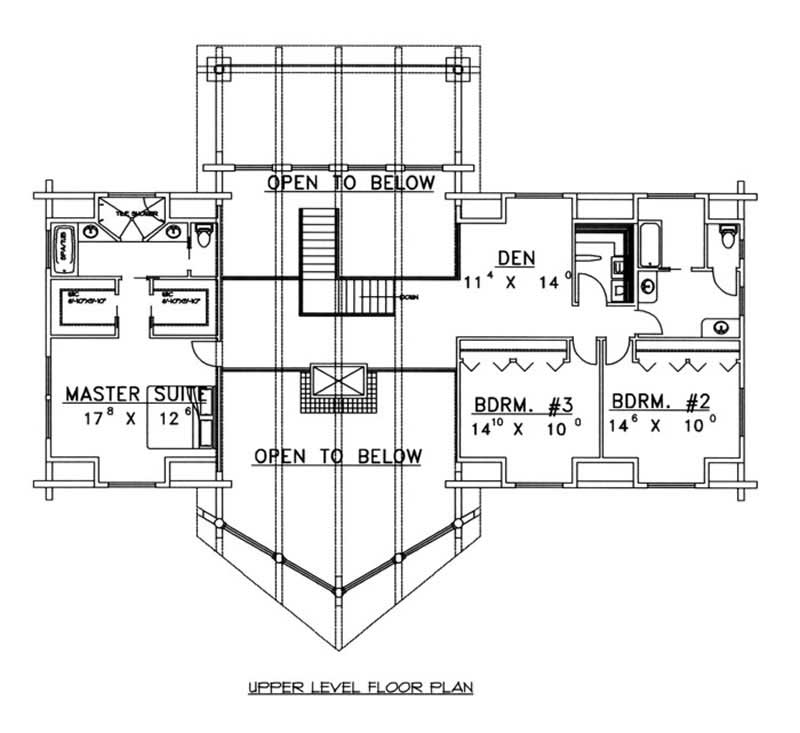 Floor Plan First Story of Log Cabin Plan #132-1273