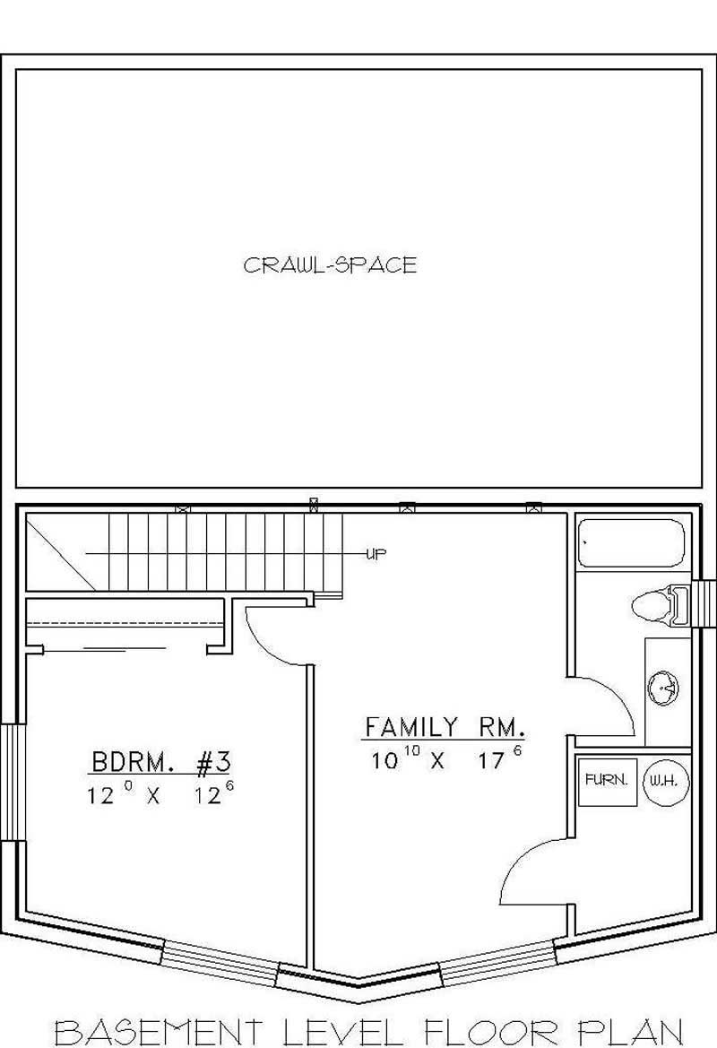 Floor Plan Basement of Country Plan #132-1275