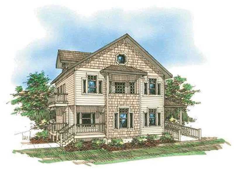 Front Elevation of this Concrete Block/ ICF Design House (#132-1278) at The Plan Collection.