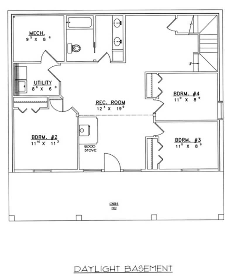 Floor Plan Basement of Country Plan #132-1286