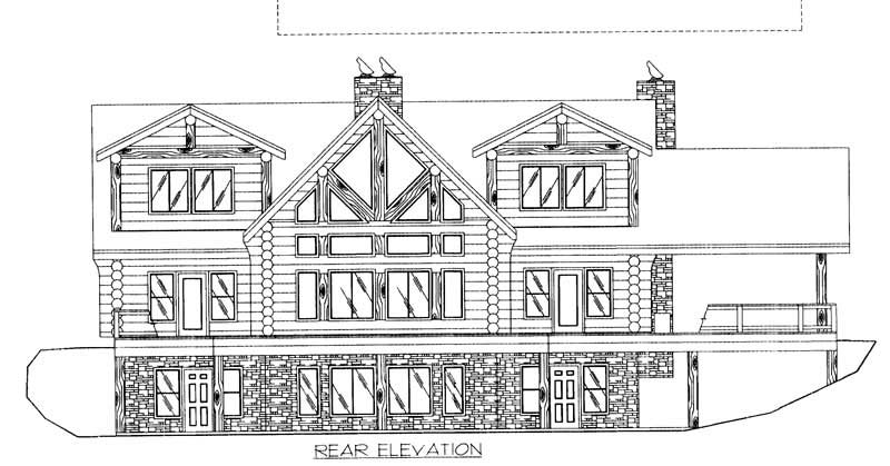Home Plan Rear Elevation of this 4-Bedroom,4565 Sq Ft Plan -132-1291