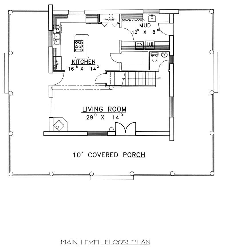 Floor Plan First Story of Log Cabin Plan #132-1292