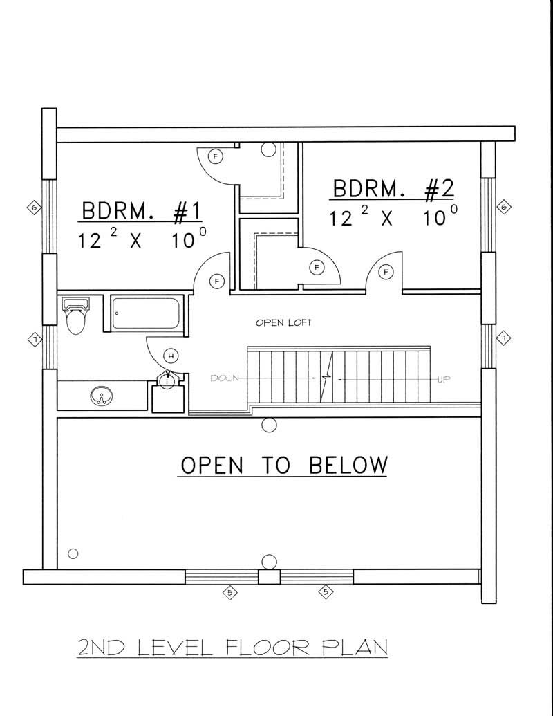 Floor Plan Second Story of Log Cabin Plan #132-1292