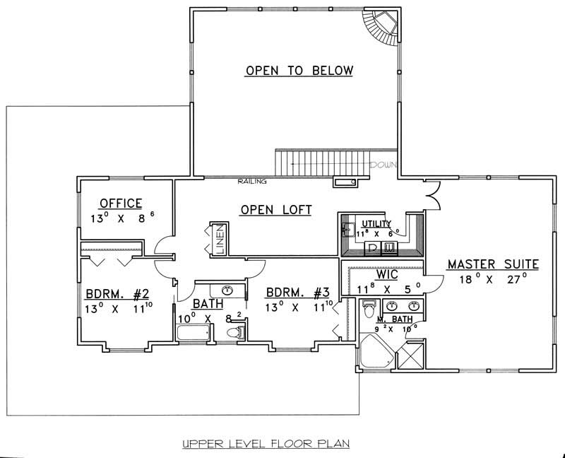 Floor Plan Second Story of Country Plan #132-1297