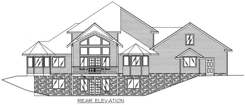 Home Plan Rear Elevation of this 3-Bedroom,4549 Sq Ft Plan -132-1300