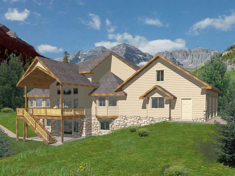 Front Elevation of this Log Cabin House (#132-1300) at The Plan Collection.