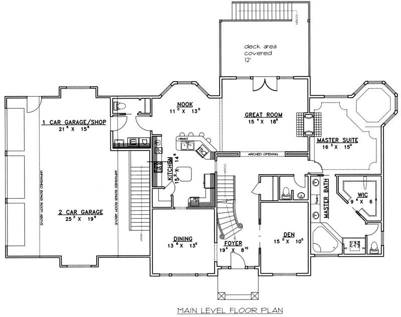 Floor Plan First Story of Log Cabin Plan #132-1300