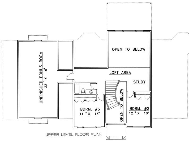 Floor Plan Second Story of Log Cabin Plan #132-1300