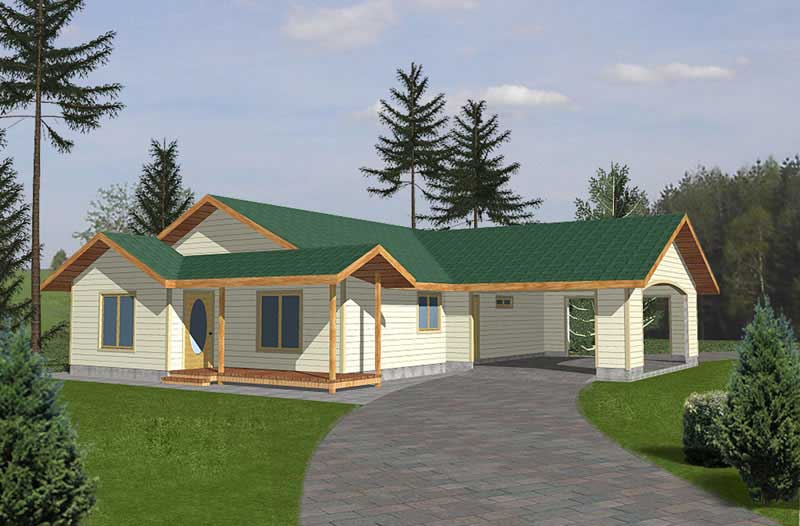 Front Elevation of this Country House (#132-1301) at The Plan Collection.
