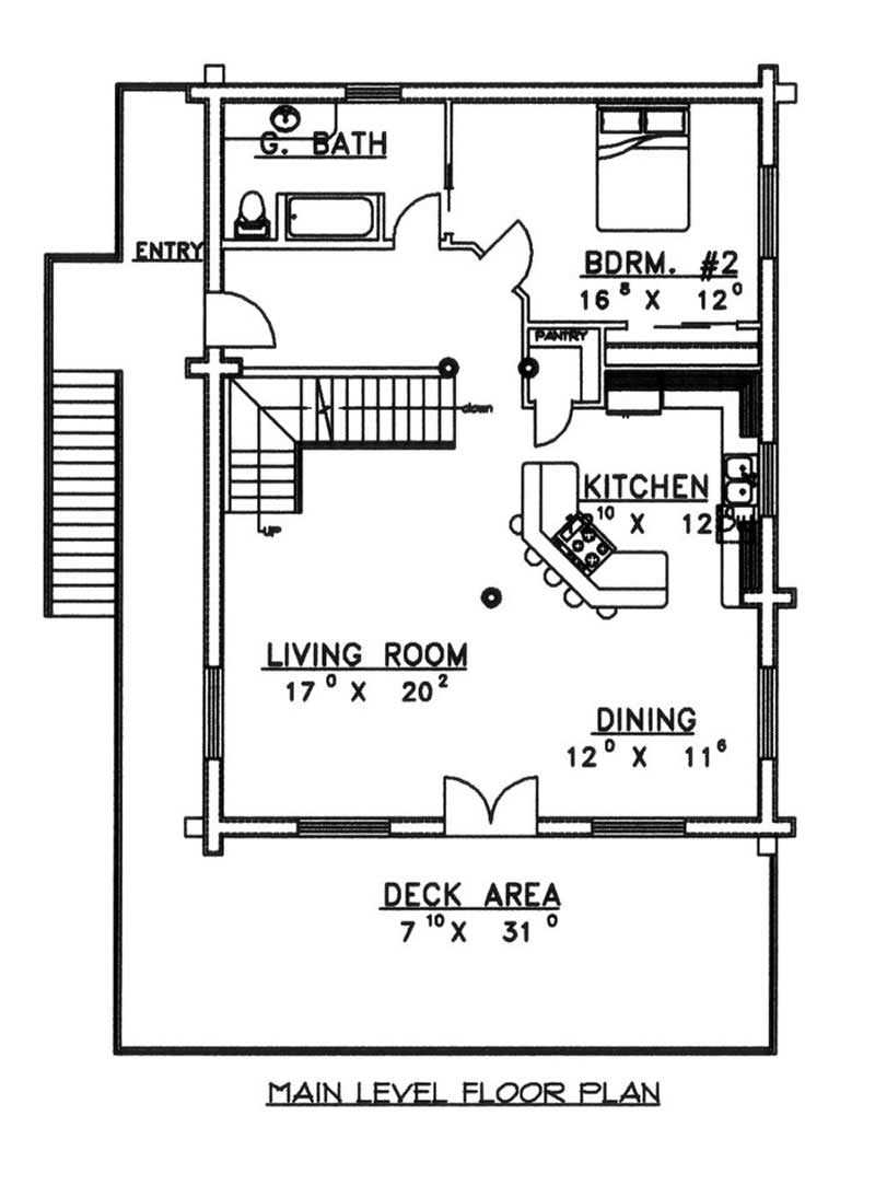 Floor Plan First Story of Log Cabin Plan #132-1302