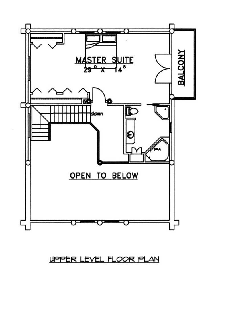 Floor Plan Second Story of Log Cabin Plan #132-1302