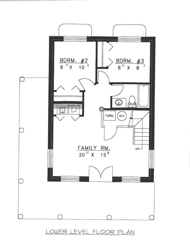 Floor Plan Basement of Log Cabin Plan #132-1304