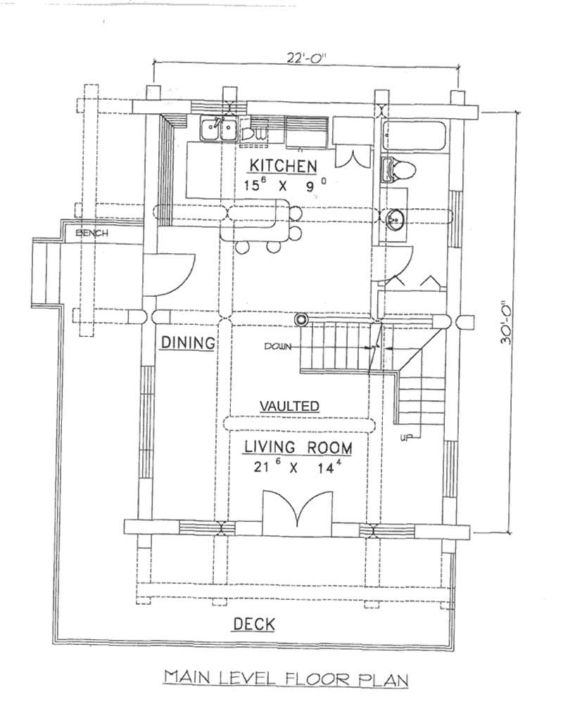 Floor Plan First Story of Log Cabin Plan #132-1304