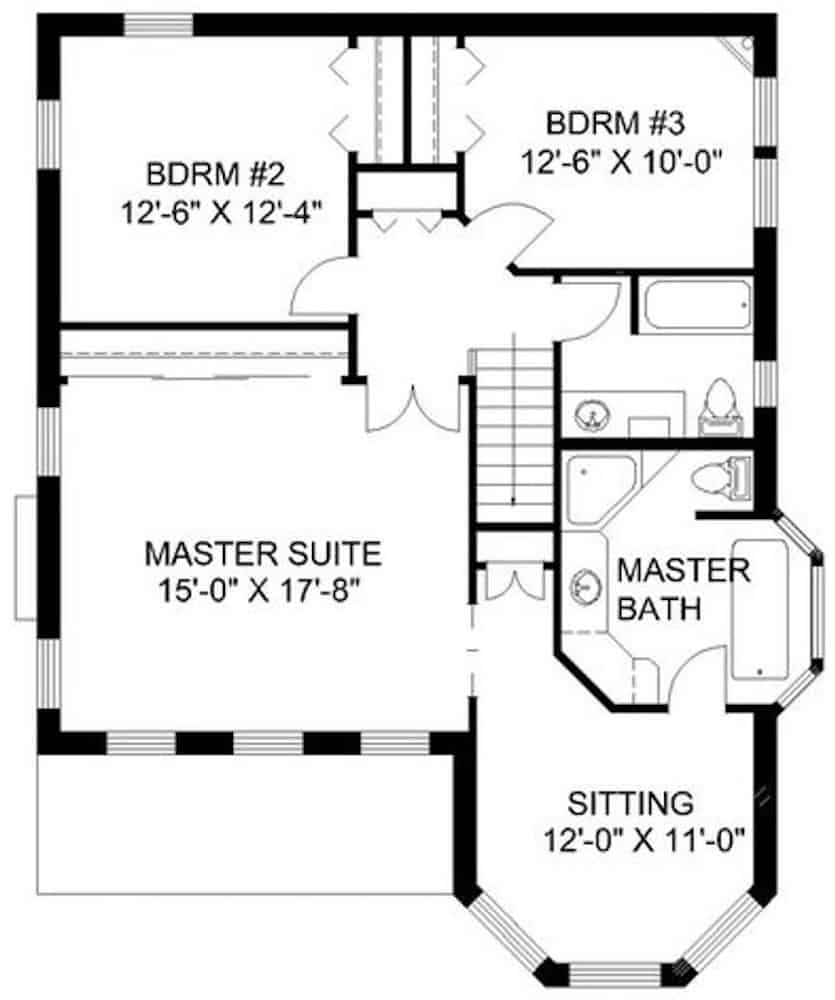 Upper Level of Victorian Plan #132-1307