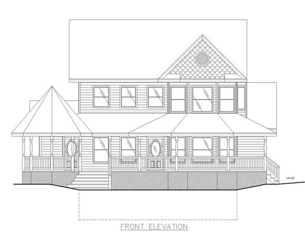 Home Plan Front Elevation of this 3-Bedroom,2312 Sq Ft Plan -132-1307