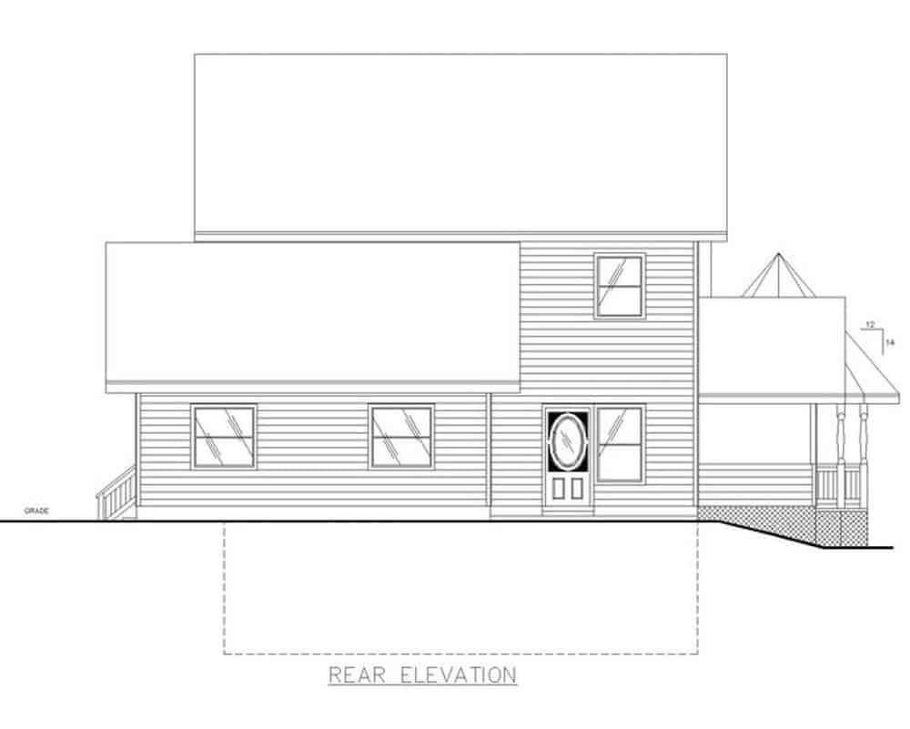 Home Plan Rear Elevation of this 3-Bedroom,2312 Sq Ft Plan -132-1307