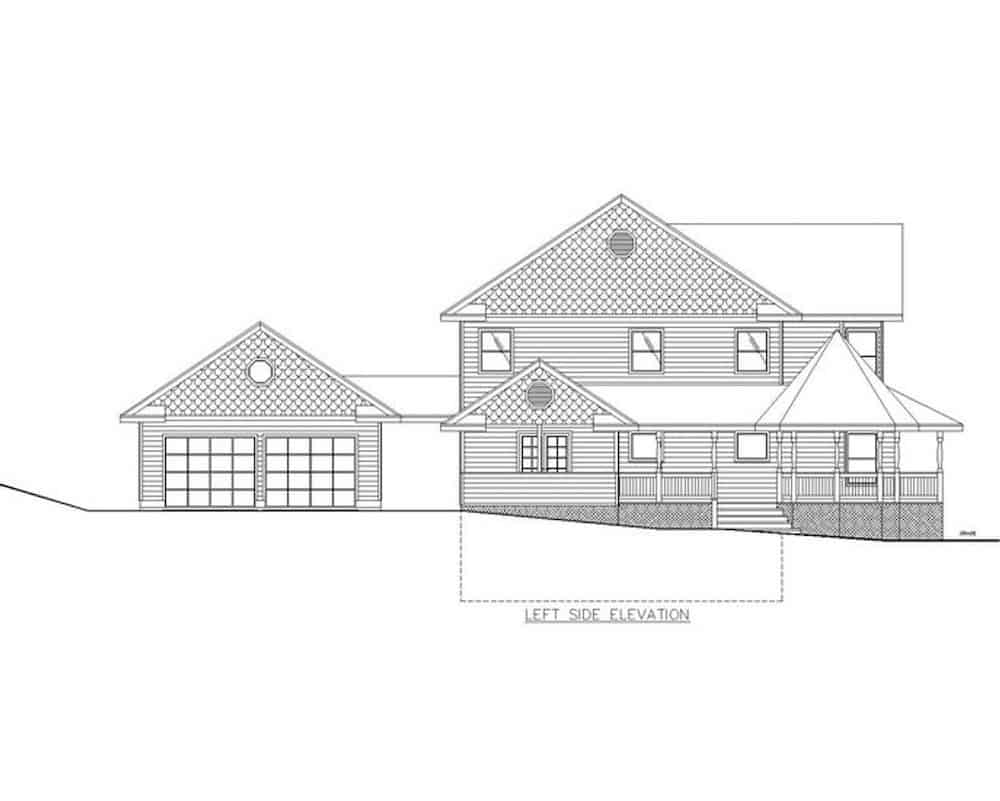 Home Plan Left Elevation of this 3-Bedroom,2312 Sq Ft Plan -132-1307