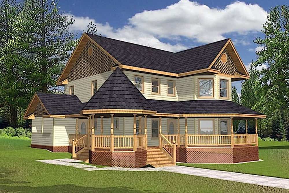 Front Elevation of this Victorian House (#132-1307) at The Plan Collection.