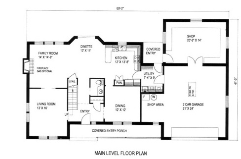 Floor Plan First Story of Concrete Block/ ICF Design Plan #132-1308