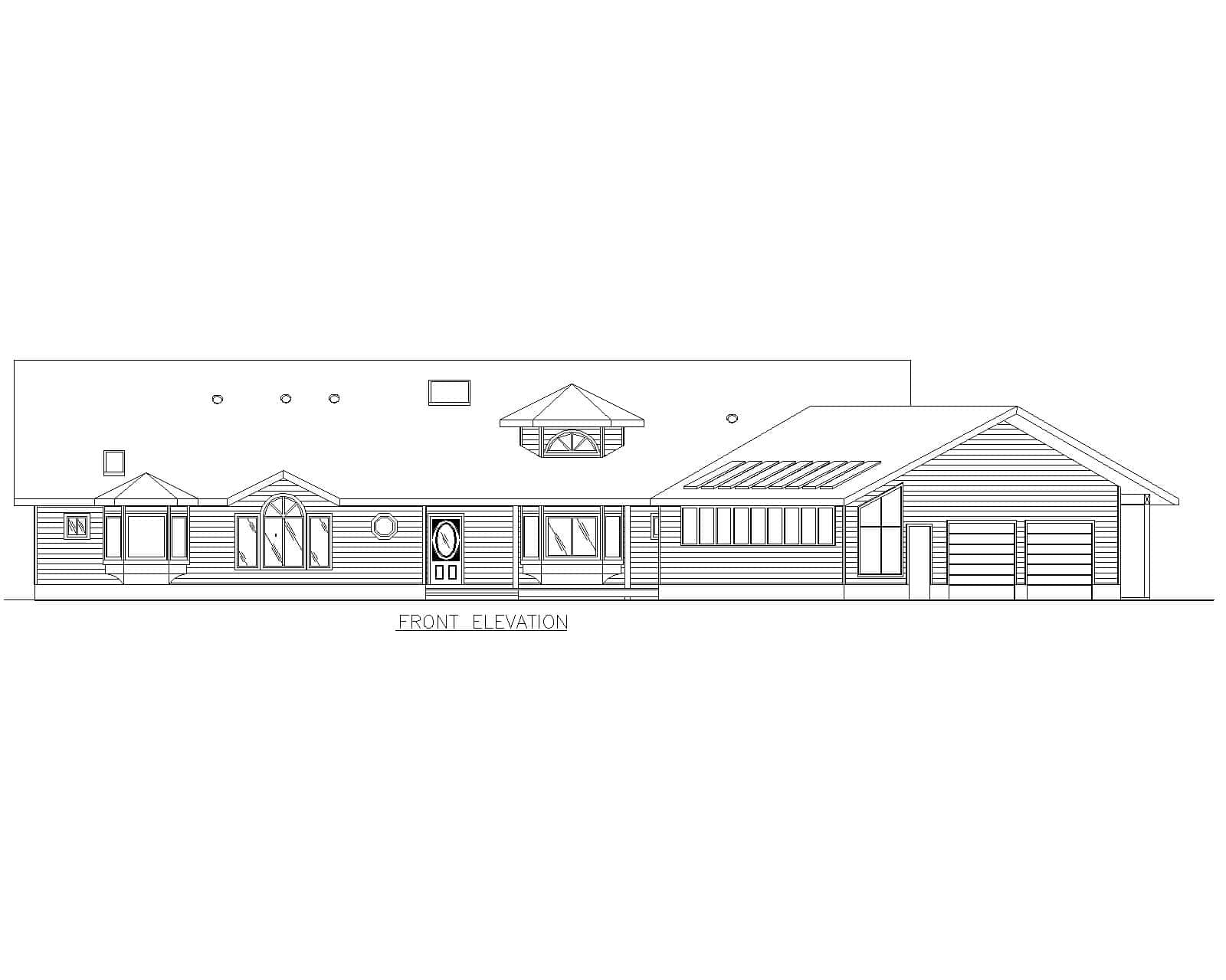 Home Plan Front Elevation of this 4-Bedroom,3496 Sq Ft Plan -132-1309