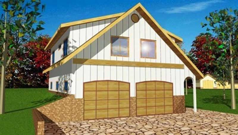 Front Elevation of this Garage w/Apartments House (#132-1312) at The Plan Collection.