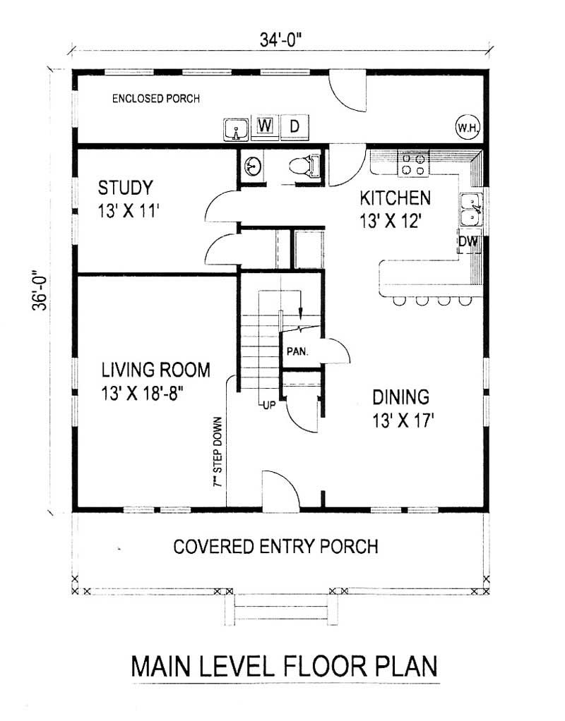 Floor Plan First Story of Ranch Plan #132-1318