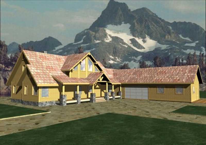 Front Elevation of this Log Cabin House (#132-1320) at The Plan Collection.