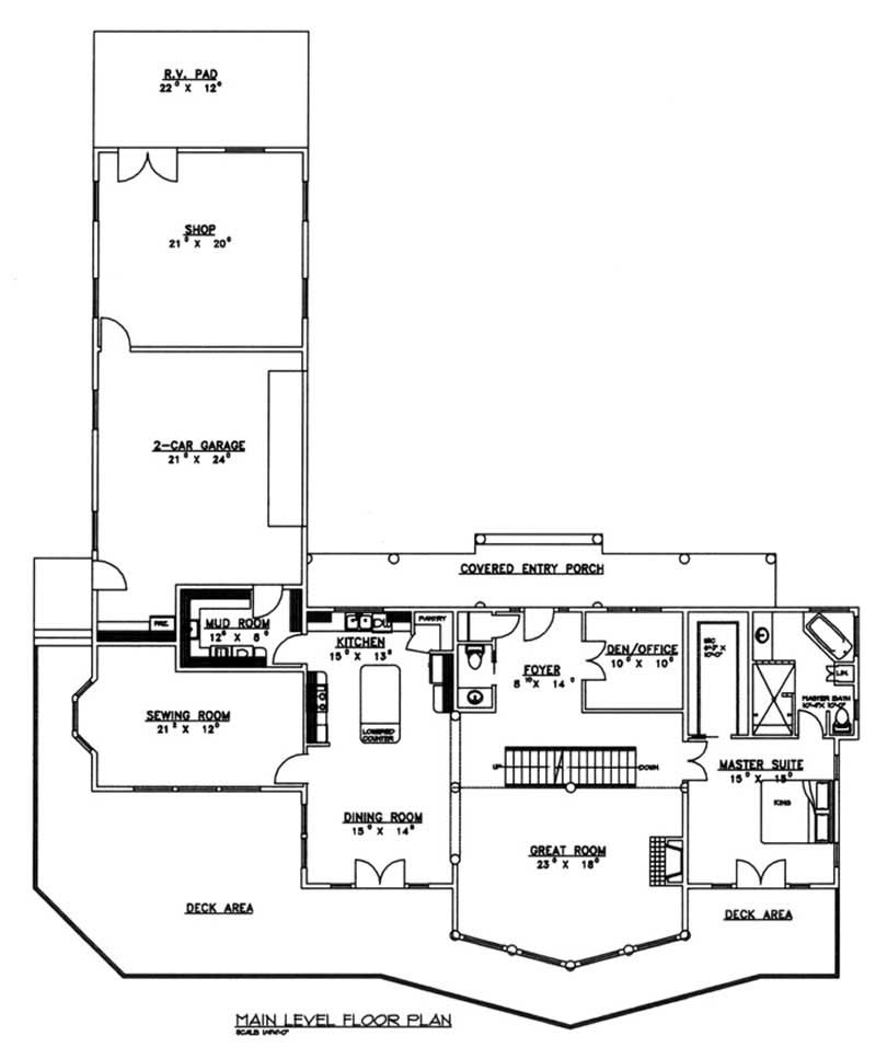 Floor Plan First Story of Log Cabin Plan #132-1320