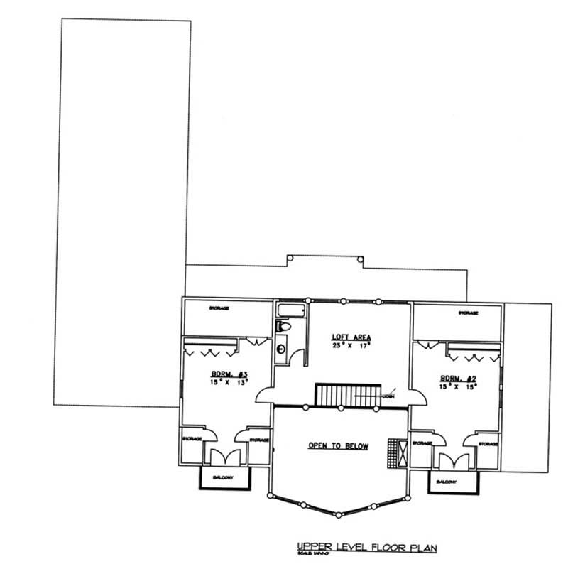 Floor Plan Second Story of Log Cabin Plan #132-1320