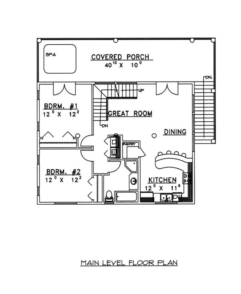 Floor Plan First Story of Vacation Homes Plan #132-1322