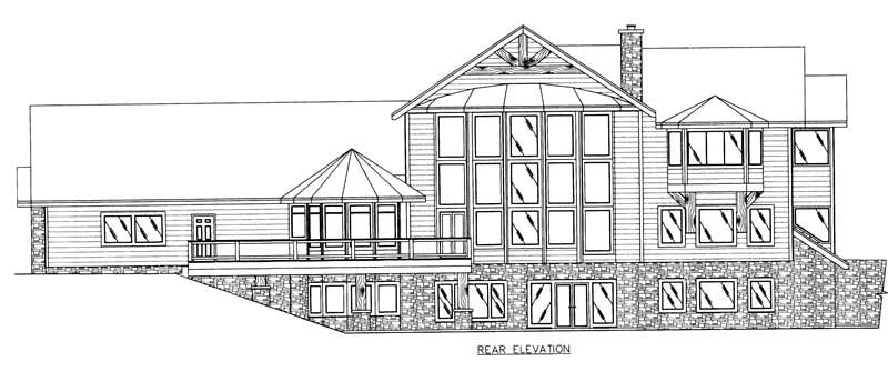 Home Plan Rear Elevation of this 3-Bedroom,5040 Sq Ft Plan -132-1324