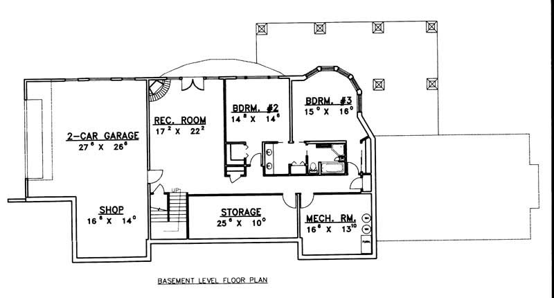 Floor Plan Basement of Craftsman Plan #132-1324
