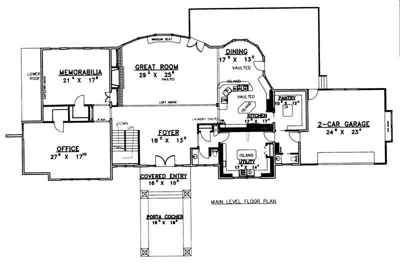 Floor Plan First Story of Craftsman Plan #132-1324