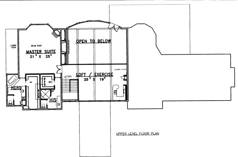 Floor Plan Second Story of Craftsman Plan #132-1324
