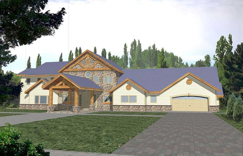 Front Elevation of this Craftsman House (#132-1324) at The Plan Collection.
