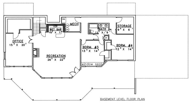 Floor Plan Basement of Craftsman Plan #132-1325