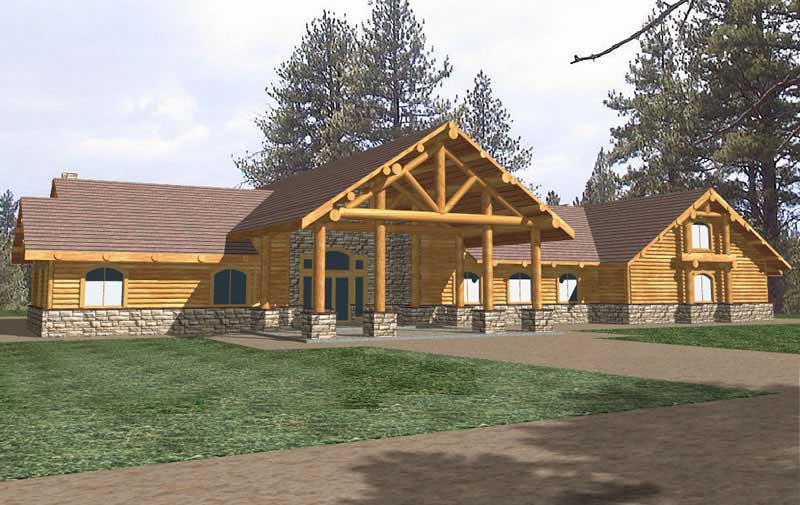 Front Elevation of this Log Cabin House (#132-1326) at The Plan Collection.
