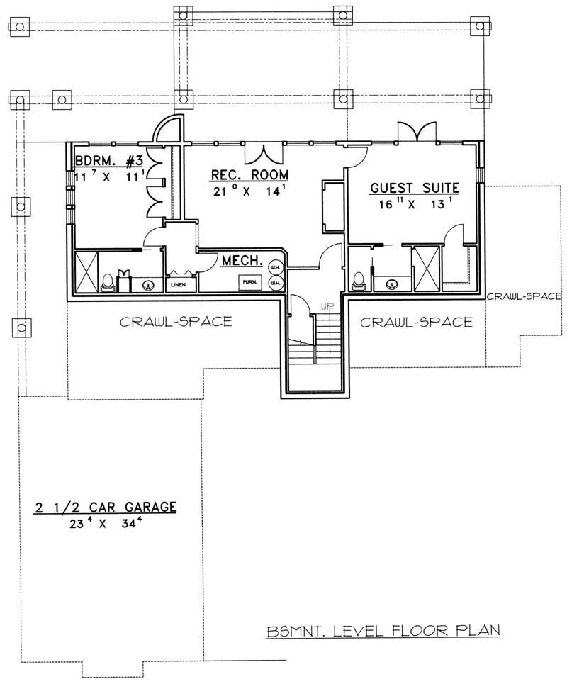 Floor Plan Basement of Contemporary Plan #132-1327