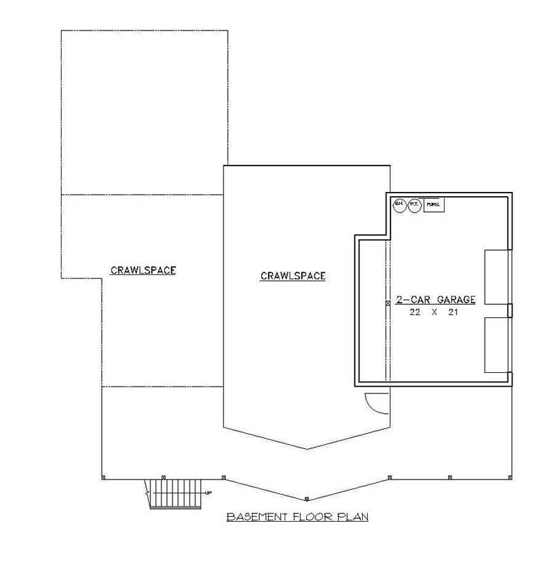 Floor Plan Basement of Log Cabin Plan #132-1328