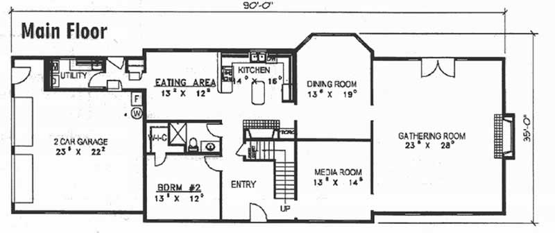 Floor Plan First Story of Colonial Plan #132-1332