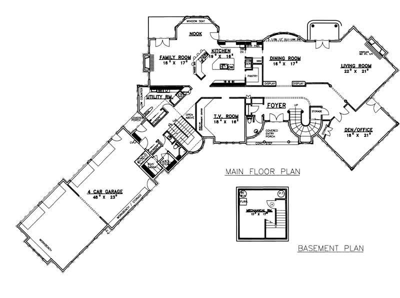 Floor Plan First Story of European Plan #132-1334