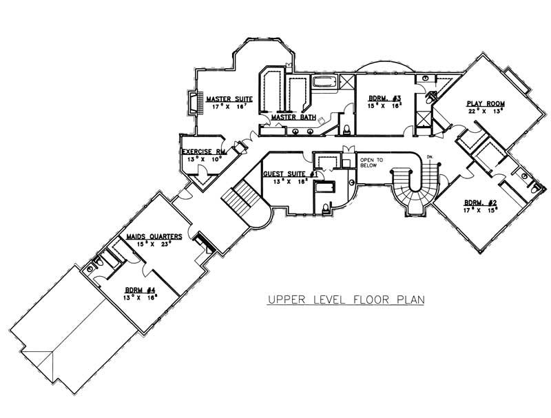 Floor Plan Second Story of European Plan #132-1334