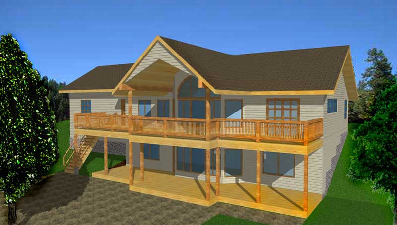 Front Elevation of this Log Cabin House (#132-1335) at The Plan Collection.