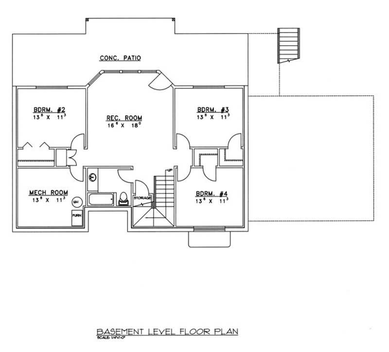 Floor Plan Basement of Log Cabin Plan #132-1335